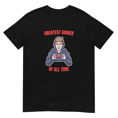 Black t-shirt that says greatest gamer of all time